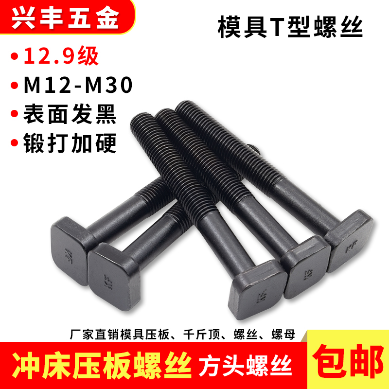 12.9级模具T型螺丝 注塑机螺杆冲床螺栓T型槽丝杆M12 M16 M20 M24
