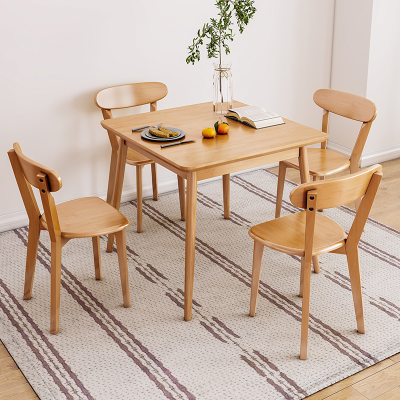 全实木餐桌现代简约正方形北欧小方桌饭桌小户型家用餐厅洽谈阳台
