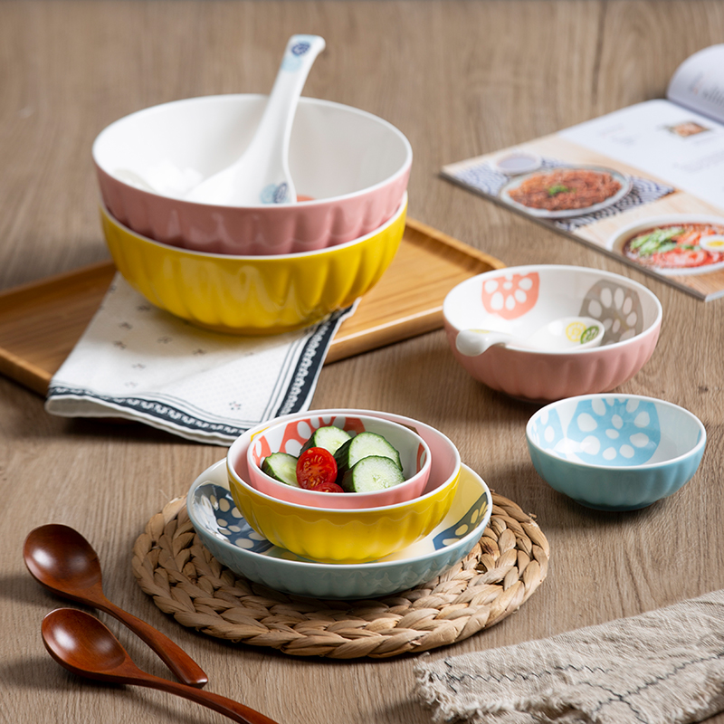 碗碟套装家用日式陶瓷碗餐具饭碗单个景德镇釉下彩家用新骨瓷面碗