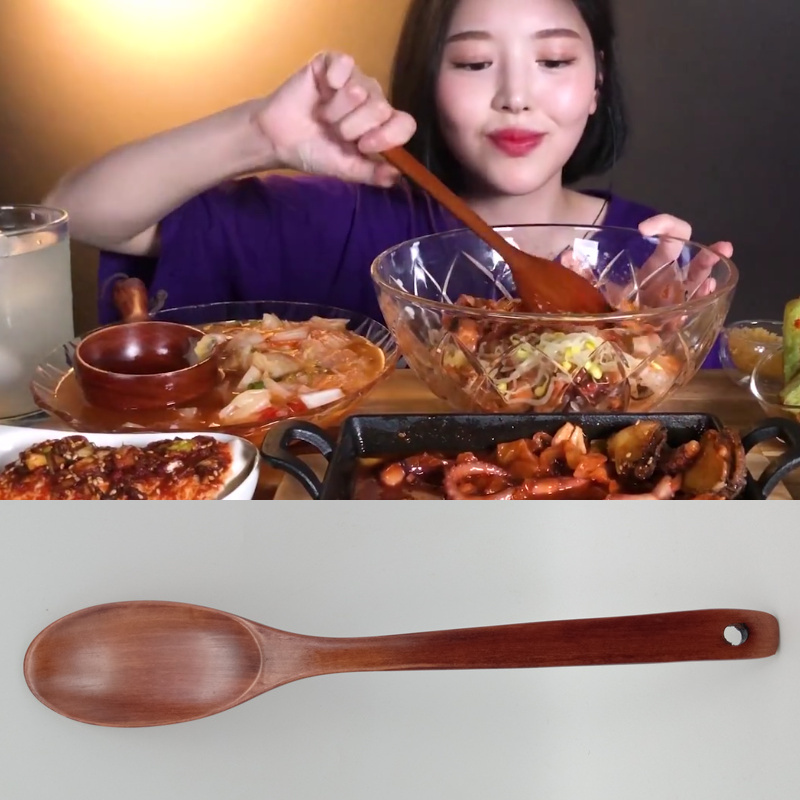 韩国boki同款勺子特大号木勺吃播餐具喝汤勺韩式干饭勺长柄炒菜勺
