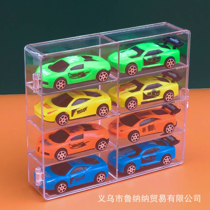 汽车模型玩具小车收纳盒 少儿多美卡风火轮合金车展示架防尘透明