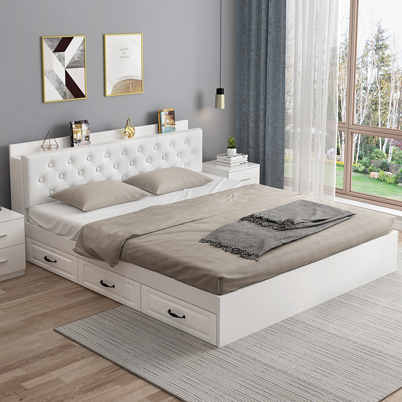 榻榻米床板式床出租房用双人床1.8米主卧现代简约高箱储物箱体床