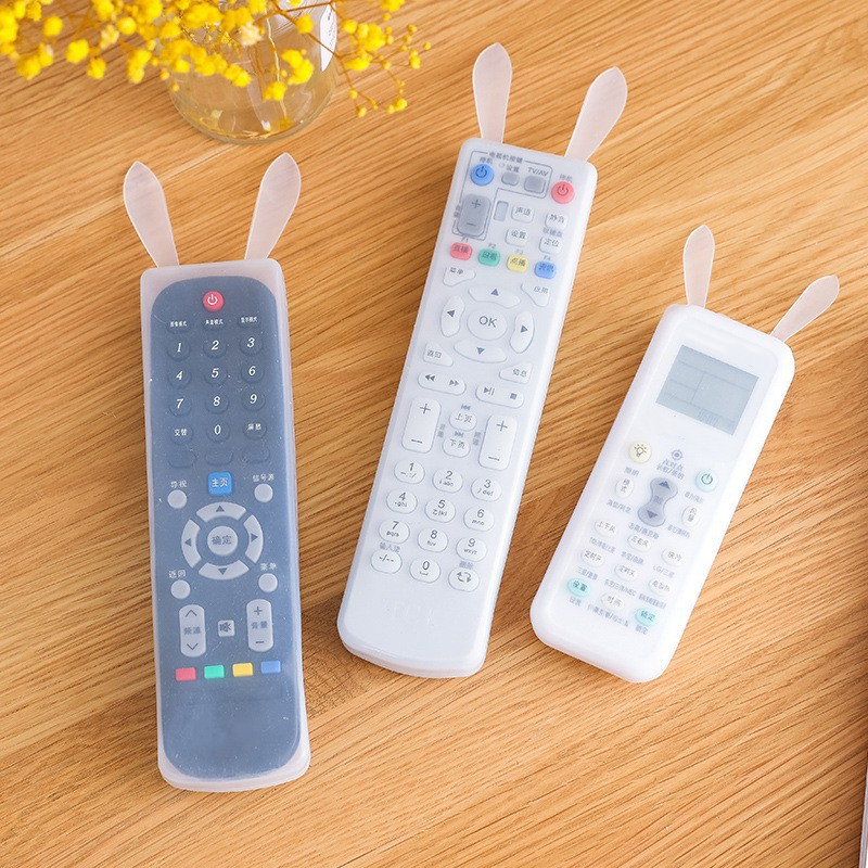 创意可爱兔子遥控器防尘罩透明硅胶发夜光空调电视机防水渍保护套