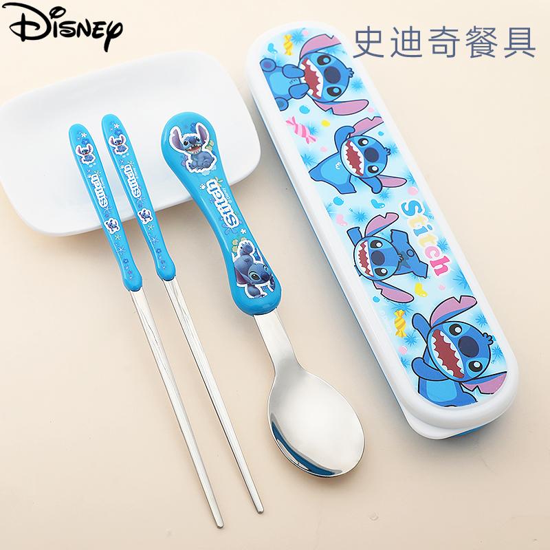 迪士尼儿童餐具筷子训练筷辅食勺宝宝吃饭勺子叉子练习筷套装3岁4