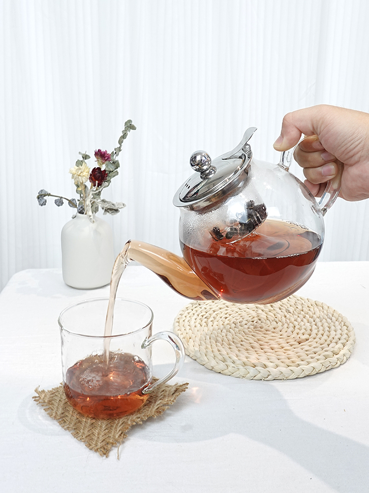 TaeFair高硼硅玻璃煮茶壶加厚耐热高温带蒸茶器内置滤网泡花茶壶