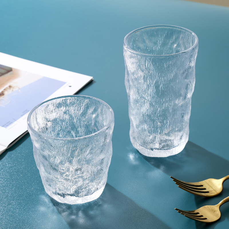 包邮 创意玻璃杯ins高颜值杯子家用牛奶杯树纹冰川杯咖啡啤酒杯子