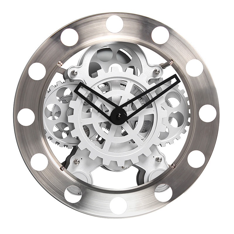 欧式创意齿轮挂钟客厅静音挂表高档金属时钟别墅轻奢装饰齿轮钟表