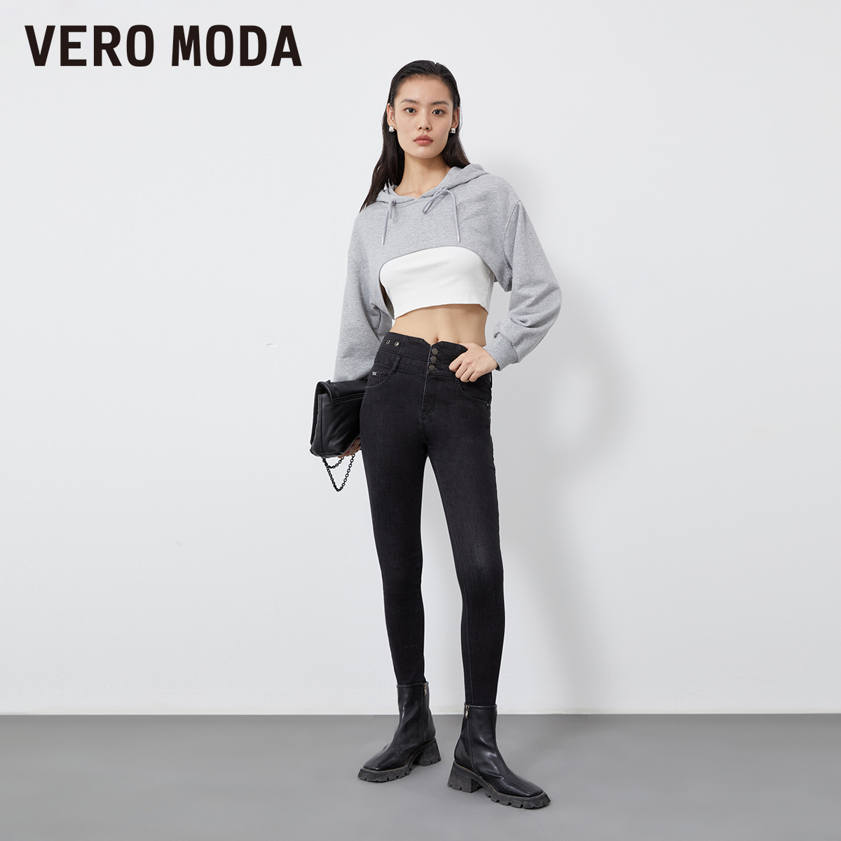 【加绒牛仔裤】Vero Moda裤子女新款2023爆款小脚裤铅笔裤九分裤