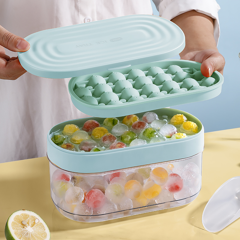 冻冰块模具冰球冰格家用食品级软硅胶冰箱神器自制带盖储冰制冰盒