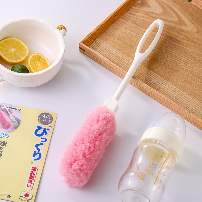 日本SANKO长柄奶瓶刷婴儿用 厨房水壶玻璃杯清洁刷清洗刷子神器