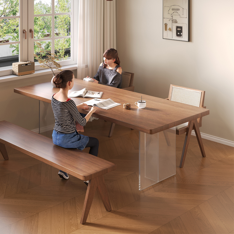 客厅全实木大长书桌子工作台实木办公桌大板家用实木餐桌书房茶桌