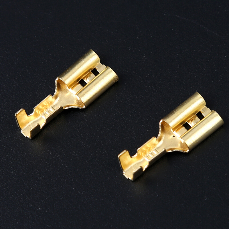 汽车电器插簧接线端子纯铜裸端子开口连接器接插头喇叭插簧6.3mm