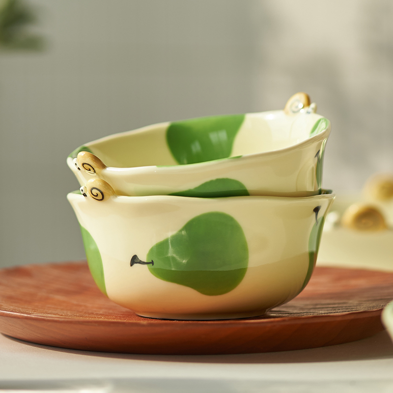 肆月 米饭碗套装创意可爱家用2023新款陶瓷餐具小碗吃饭一人食ins