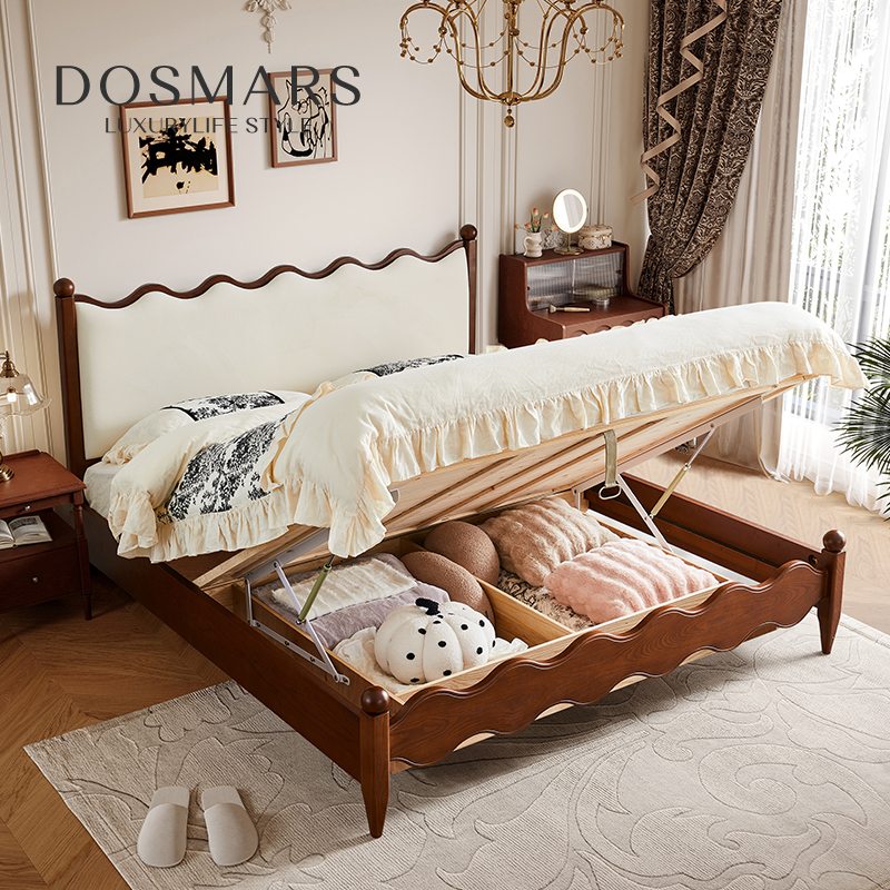 大司马法式复古高箱储物床全实木白蜡木小户型床带储物空间箱体床