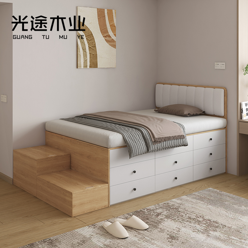 床现代简约1米2单人床小户型卧室储物收纳床箱体床柜一体榻榻米床