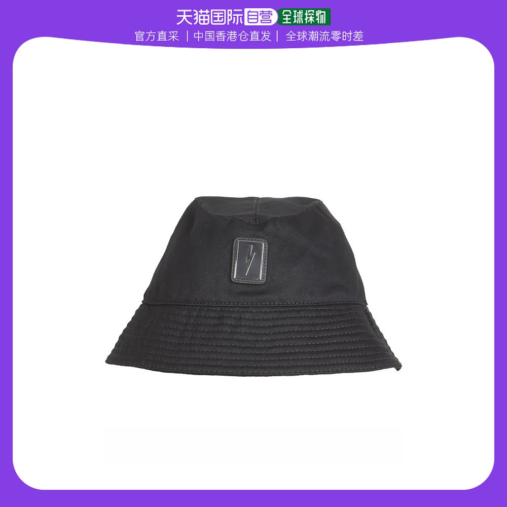 香港直发NEIL BARRETT 男士黑色螺栓徽章棉质混合帽 BCP323A-R950