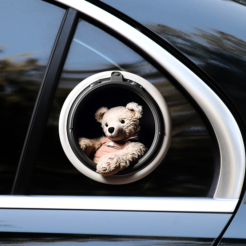 汽车贴纸划痕遮挡遮盖3d立体电动车可爱小熊个性创意装饰油箱盖贴