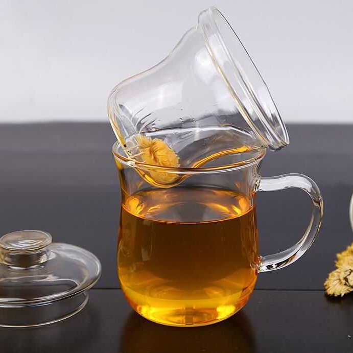 恒福竹韵美体三件杯耐热玻璃通透高硼硅茶杯带滤芯茶水分离绿茶杯