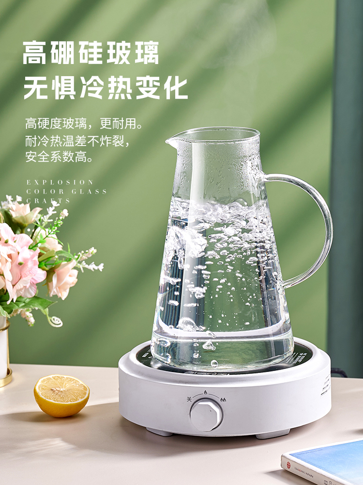 冷水壶家用耐高温大容量冷泡茶壶白开水杯装水扎壶玻璃凉水壶套装