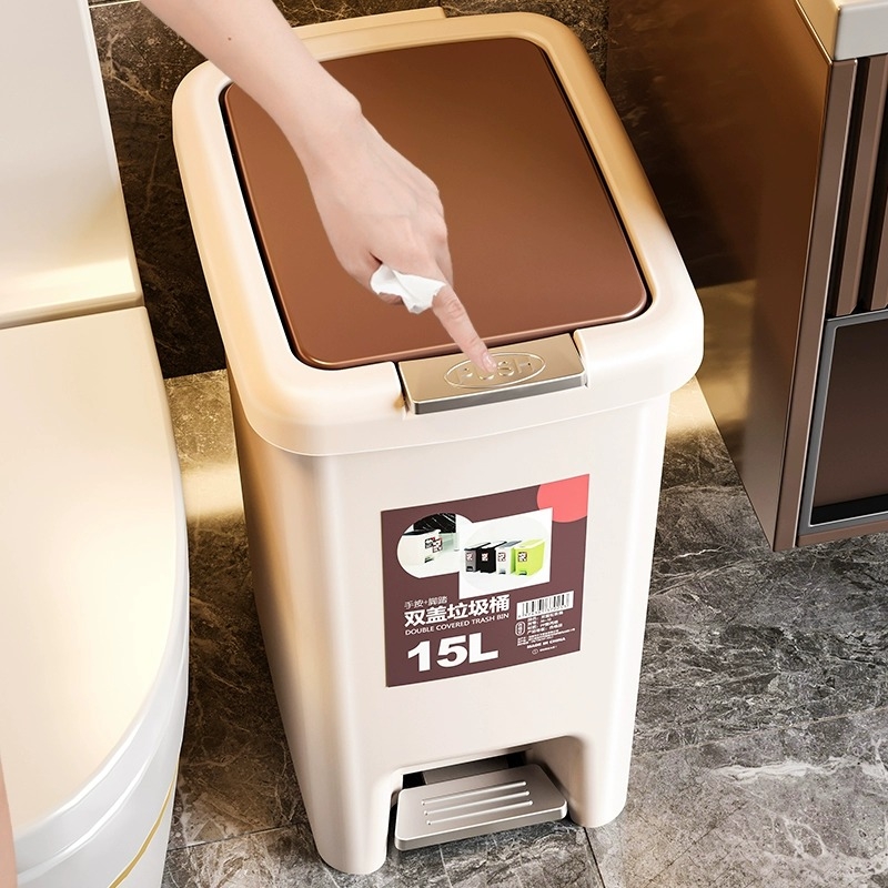 垃圾桶家用卫生间厨房客厅厕所带盖大容量脚踩脚踏式纸篓2024新款