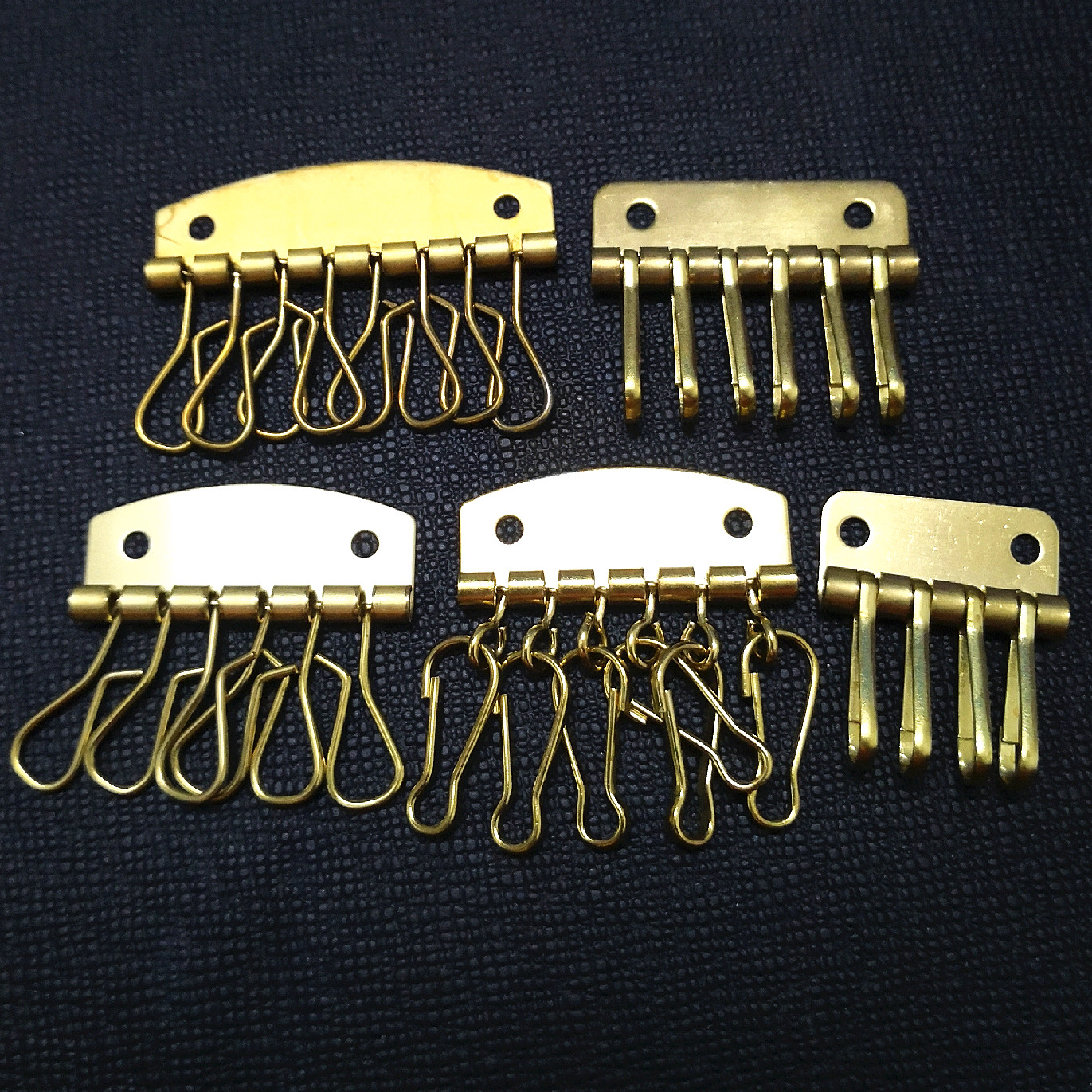纯黄铜钥匙排 手工钥匙包加厚纯铜配件 4/6/8位朱胆扣线钩 带铆钉
