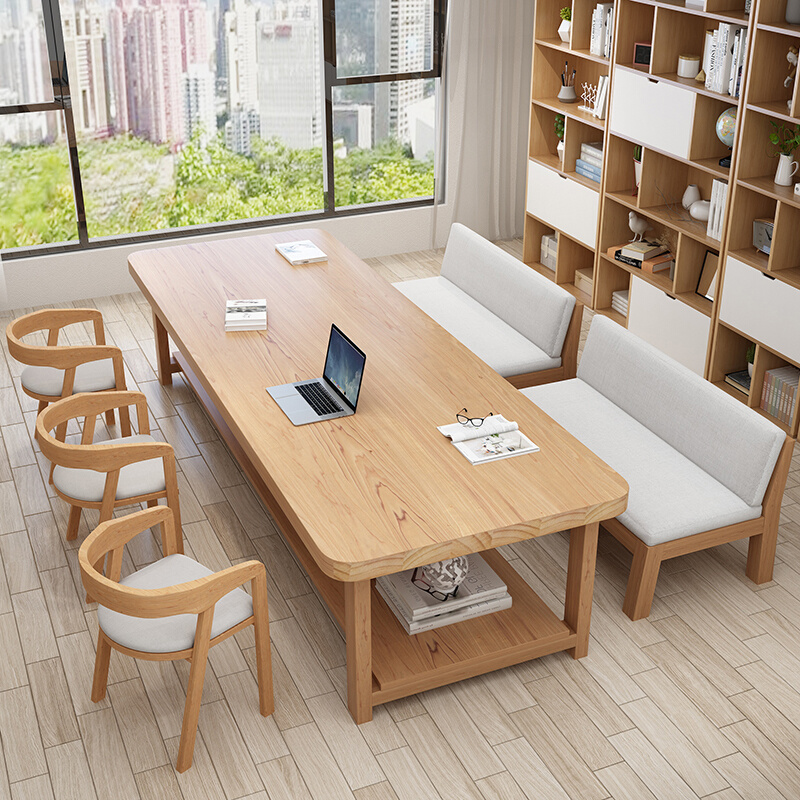 实木书桌新中式家用客厅沙发长桌学习桌办公茶台桌工作台原木餐桌