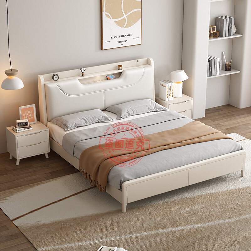 现代简约实木床北欧储物双人床1.8米主卧大床箱体床