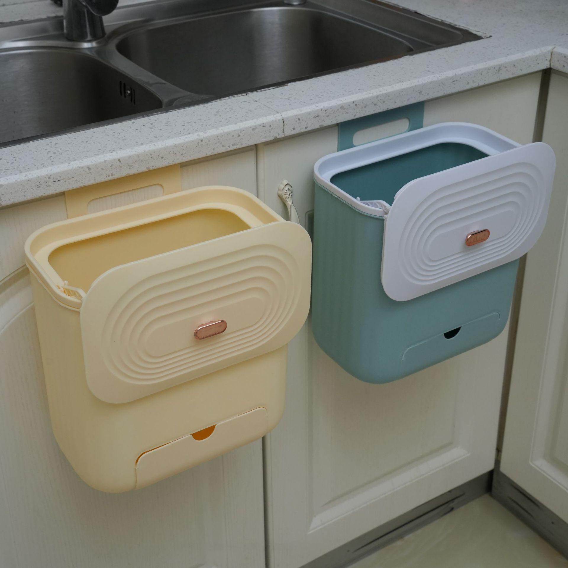 式橱柜门挂式垃圾筒卫生间厕悬挂厨房垃圾桶专用滑盖式大号家用
