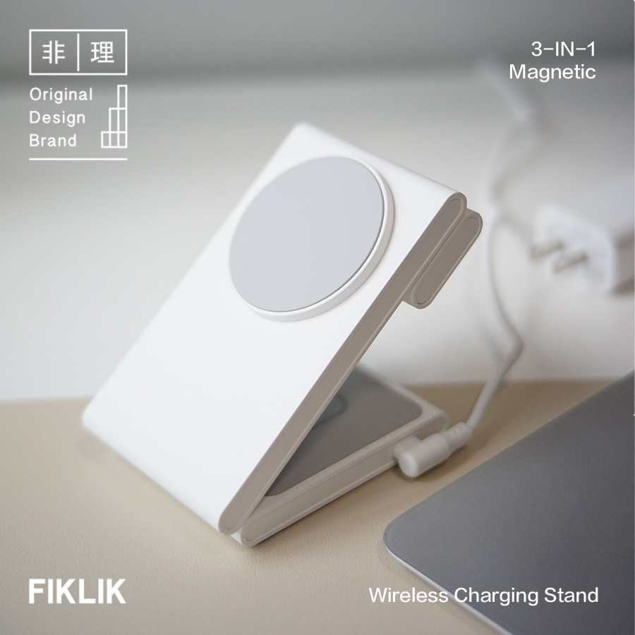 FIKLIK非理MagSafe三合一苹果手机磁吸Standby手表耳机折叠可调角度15W快充支架立式无线充电器桌面专用底座