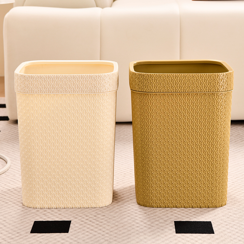 家用方形无盖垃圾桶简约大号塑料轻奢欧式厨房客厅卫生间创意纸篓