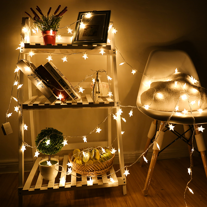 LED星星灯户外露营氛围灯小彩灯串宿舍房间装饰礼物盒圣诞树挂件
