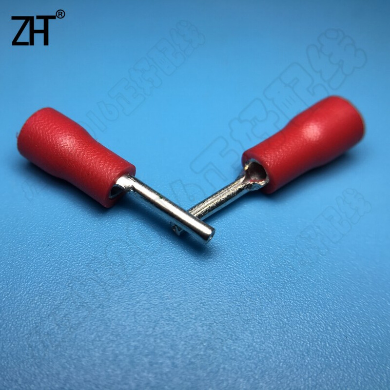 针型预绝缘端子冷压接线端子PTV1.25-10线鼻铜欧式实心插针1000个
