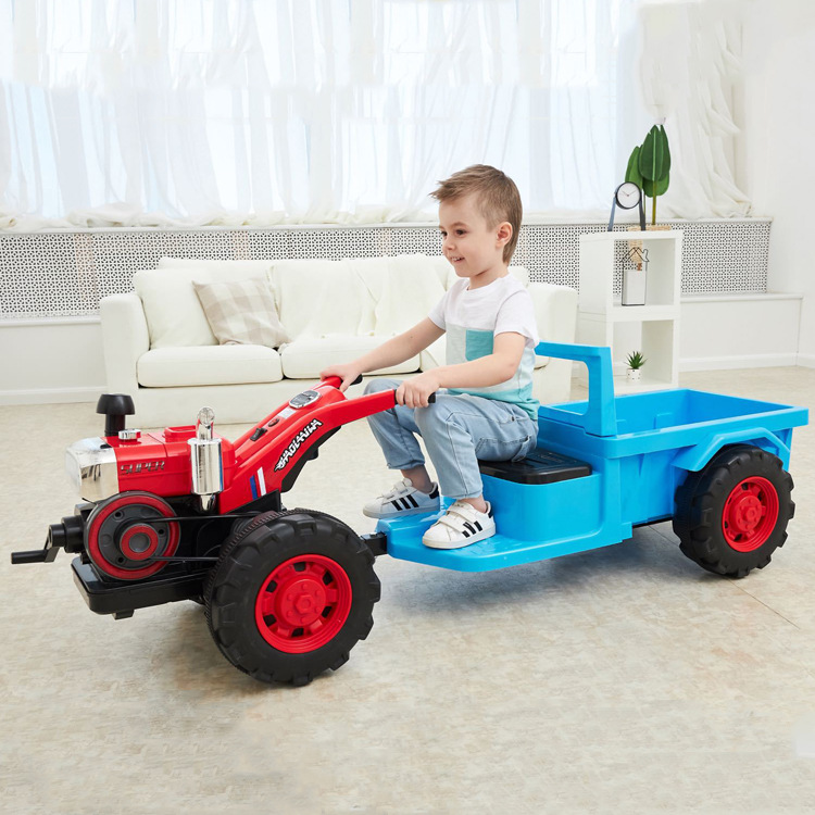 仿真网红儿童电动车手扶拖拉机玩具车四轮可坐带斗货车双人可带人