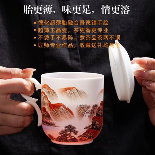 royhoye玺翰雅玺翰雅名家许瑞卿泡茶杯羊脂玉白瓷茶杯薄胎陶瓷()
