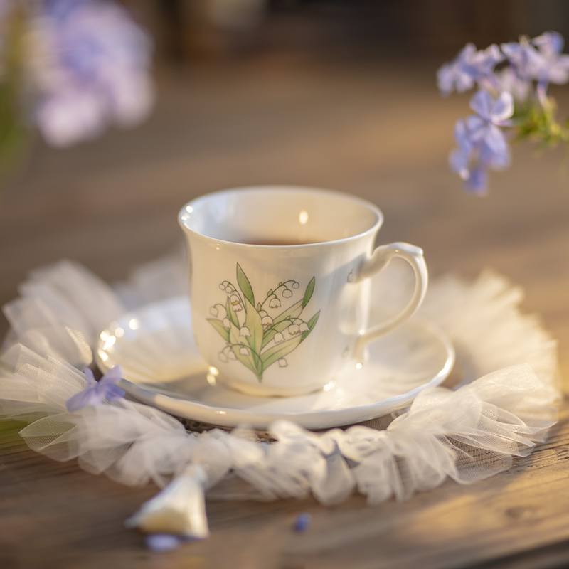 铃兰咖啡杯欧式复古杯碟高端精致女生小众设计感陶瓷杯子高颜值