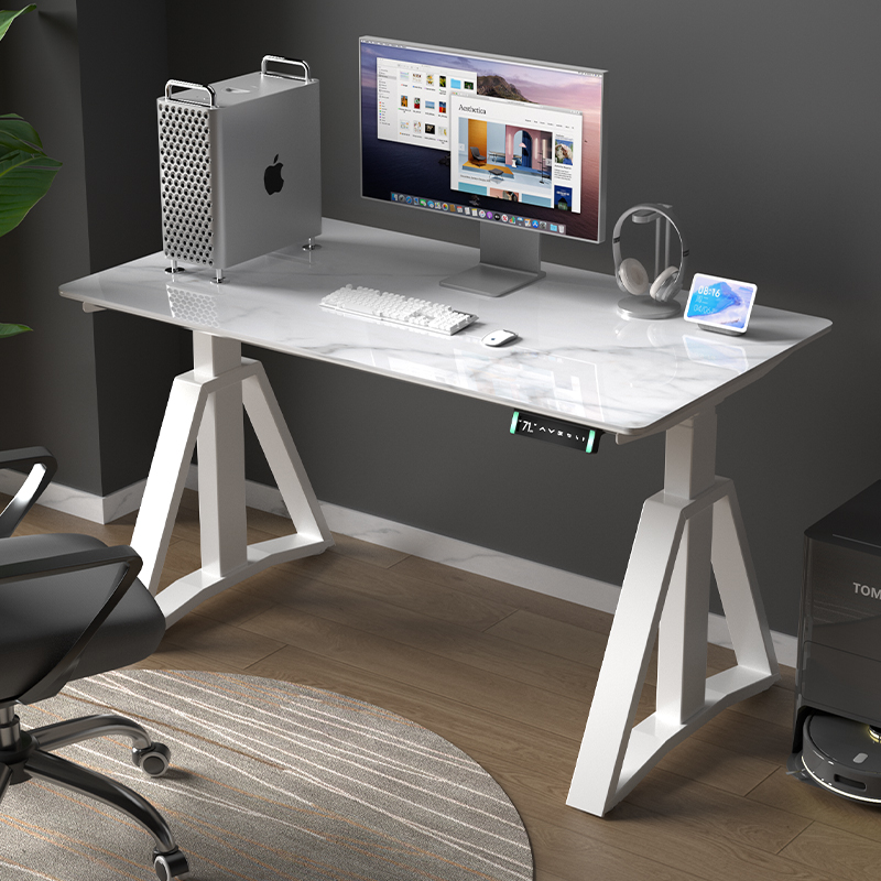 爱美卓岩板电动升降桌站立式工作台电脑桌家用书桌简约办公桌子K3