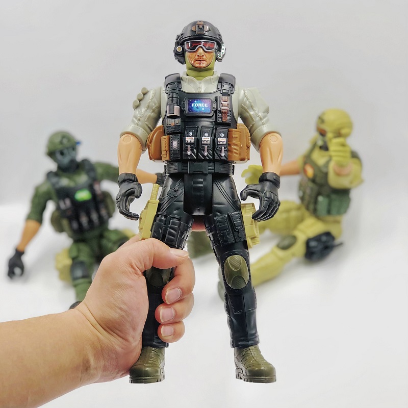 大号军事战争武警特种兵人模型关节可动31cm配武器套装人偶玩具