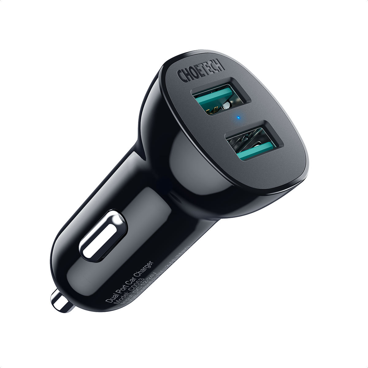 CHOETECH qc3.0车充快充 双口USB-A口36W智能车载充电器 汽车手机