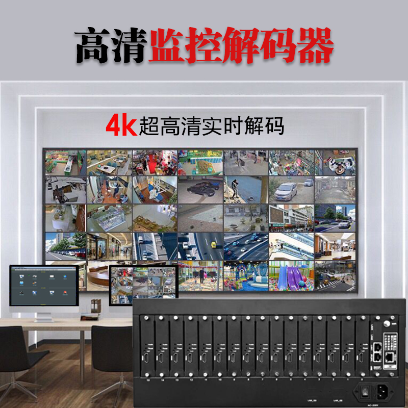 H.265网络高清视频4K解码器监控数字矩阵兼容海康大华切换46816屏