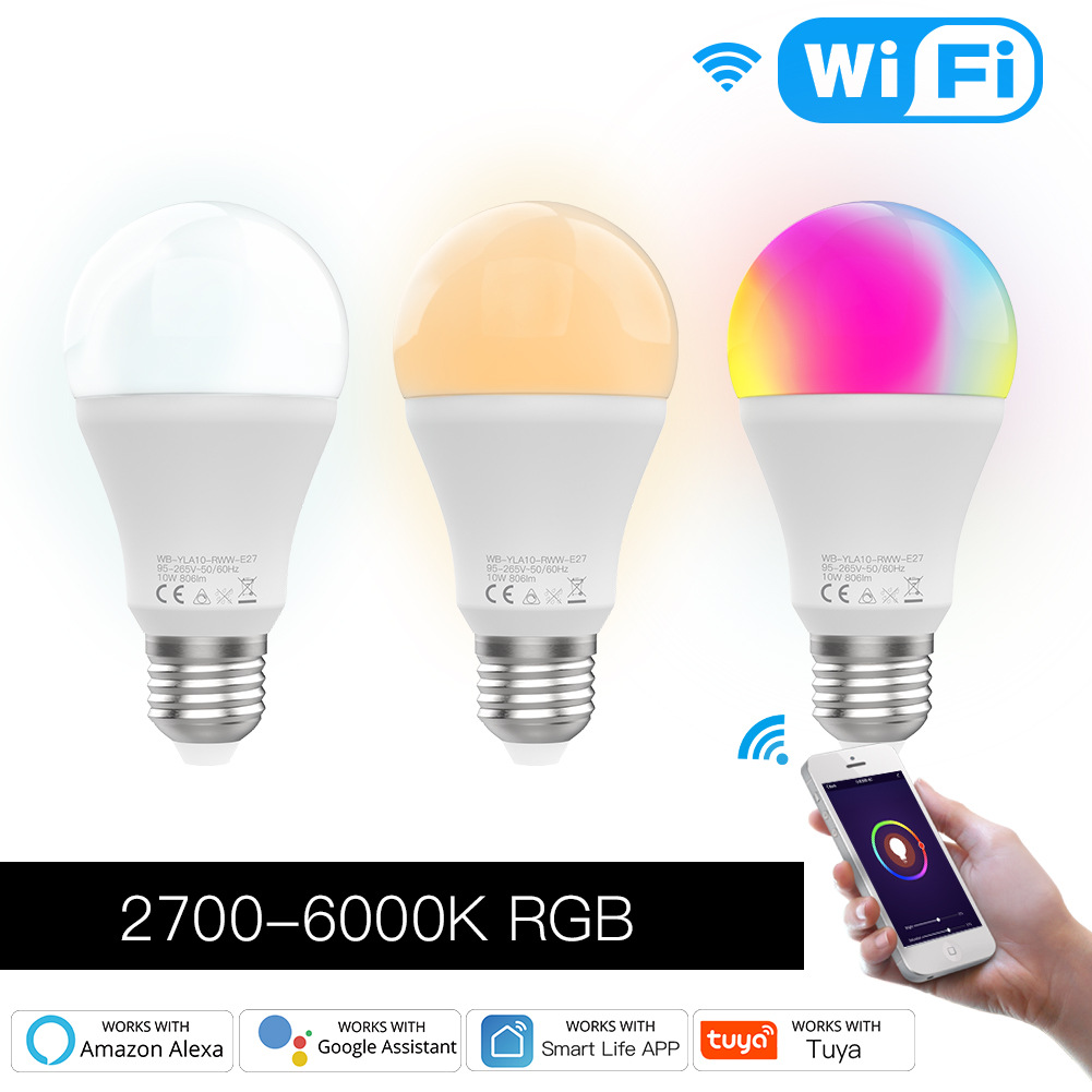 涂鸦WiFi智能家居灯泡APP调色调光E27冷暖光RGB灯球智能灯