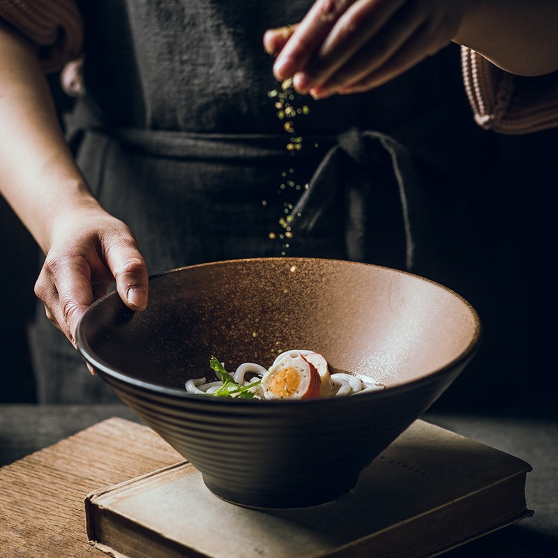 日式陶瓷碗 家用大号拉面碗饭碗面条汤碗 创意餐具套装商用斗笠碗