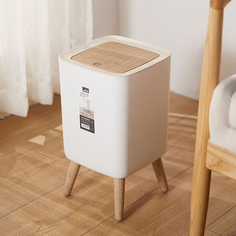 日式垃圾桶家用客厅现代简约厨房卫生间大容量按压带盖高脚奶油风