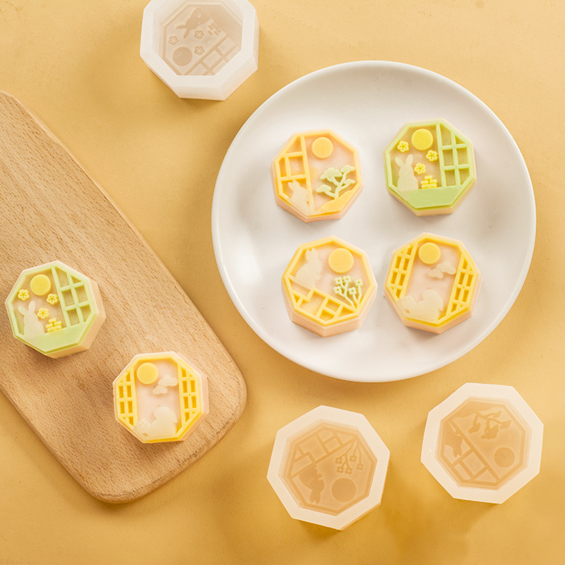 中秋节流心月饼卡通月兔硅胶模具diy食品级团圆中式冰皮糕点定制