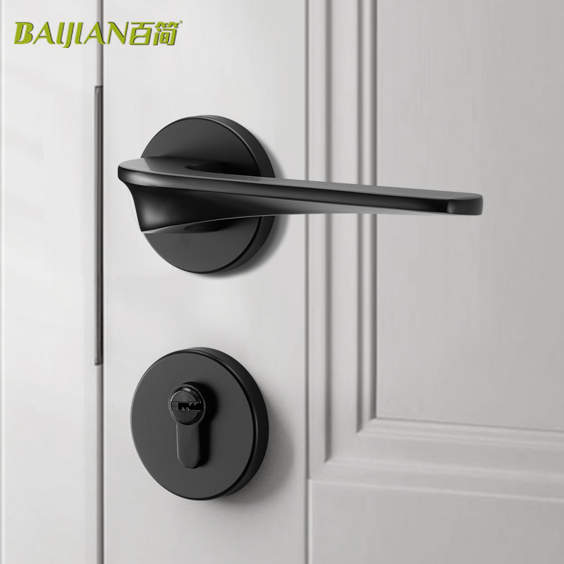 门锁室内卧室木门锁轻奢现代金色磁吸静音房门锁具家用分体门把手