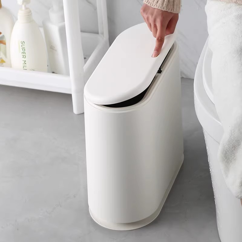 厕所卫生间专用2024新款按压式家用厕纸窄缝夹缝带盖长方形垃圾桶