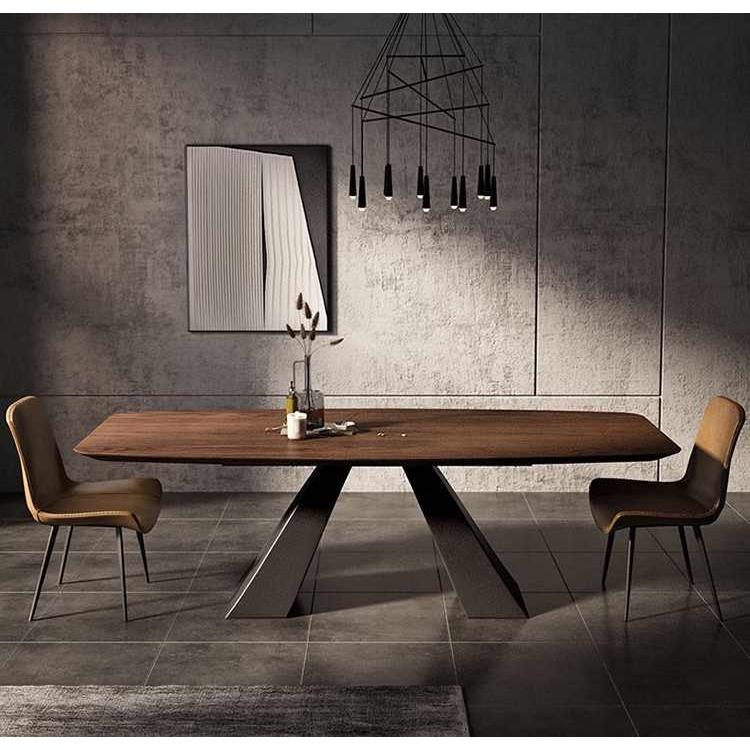 极简实木餐桌胡桃木色饭桌客厅长桌子工作台现代洽谈桌轻奢办公桌