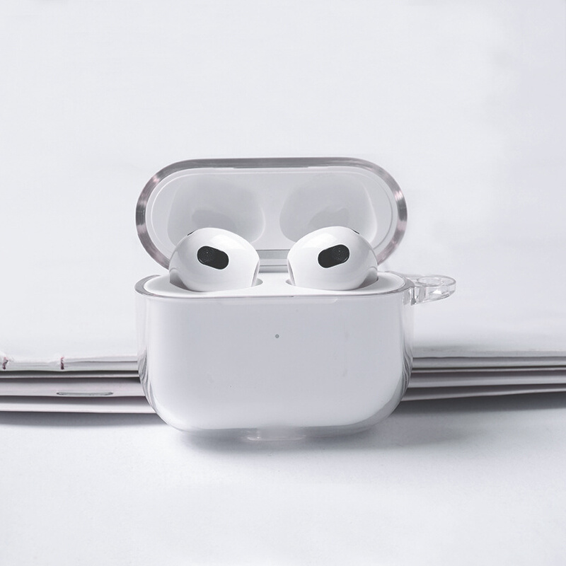 适用airpods保护套苹果2代蓝牙耳机壳透明PC挂耳防丢素材外壳跨境
