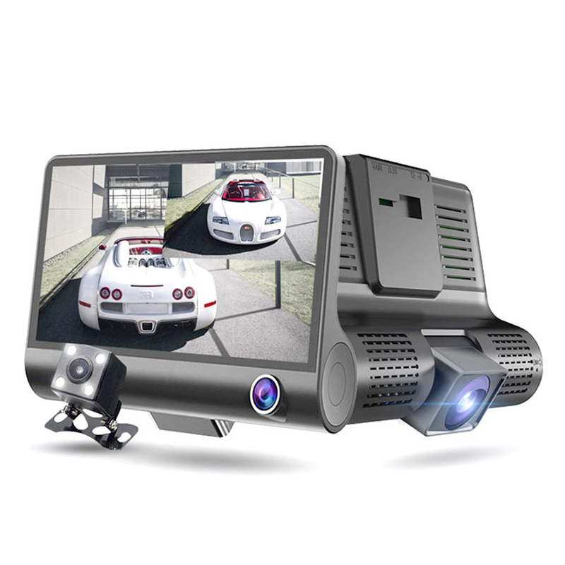 新品三镜头车内外倒车影像隐藏一体高清夜视行车记录仪广角360防