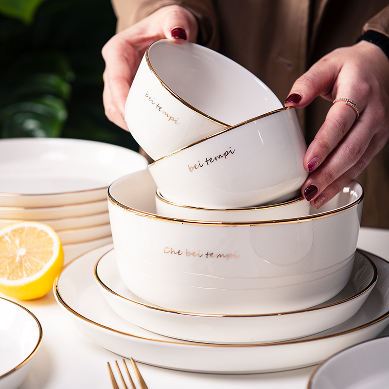 碗碟家用创意日式餐具套装轻奢陶瓷饭碗面碗汤碗个人专用盘子菜盘