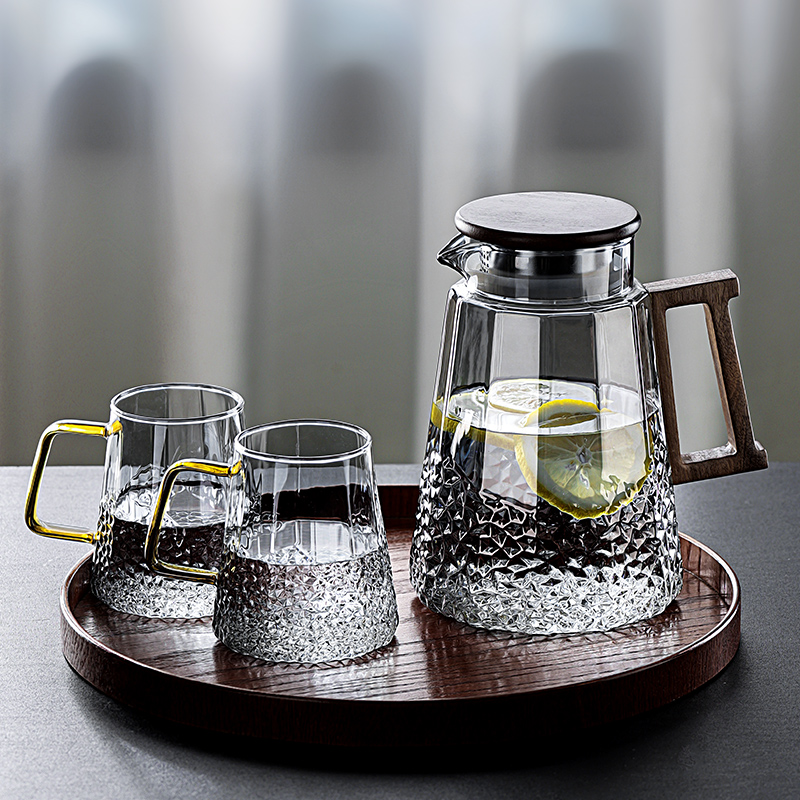 玻璃杯子大容量冷水壶耐高温家用客厅高级感待客茶杯夏季水杯套装
